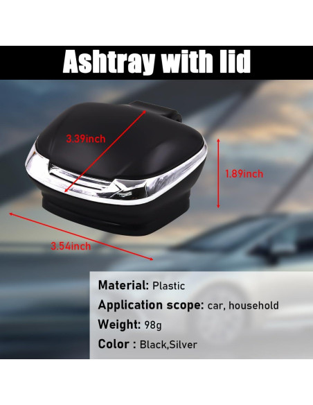 Cenicero de Coche Ignífugo con Tapa y Luz LED Povtii