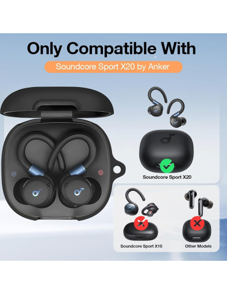 Funda de Silicona LDSXAY para Anker Soundcore Sport X20 - Negro