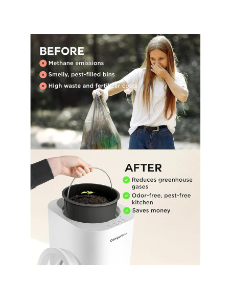 Compostador Eléctrico CompoNova Gaia 4L Sin Olores Blanco