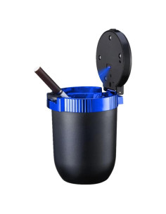 Cenicero de coche SMILFUY con luz LED azul, a prueba de olores