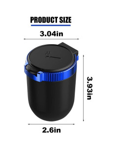 Cenicero de coche SMILFUY con luz LED azul, a prueba de olores 2