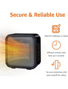 Calentador de Cerámica Amazon Basics 500W Portátil Negro 2