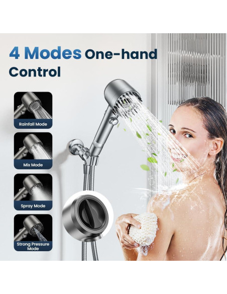 Cabezal de Ducha Filtrado Jomst con Manguera 152.4 cm 4 Modos Cabezal de Ducha Filtrado Jomst con Manguera 152.4 cm 4 Modos