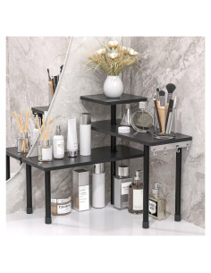 Estante Esquinero de Encimera JayRex Negro 3 Niveles Ajustable