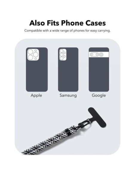 Cinta ajustable para teléfono Anker, correa manos libres negra