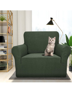 Funda de Silla ZNSAYOTX Jacquard Verde Militar 1 Pieza 2