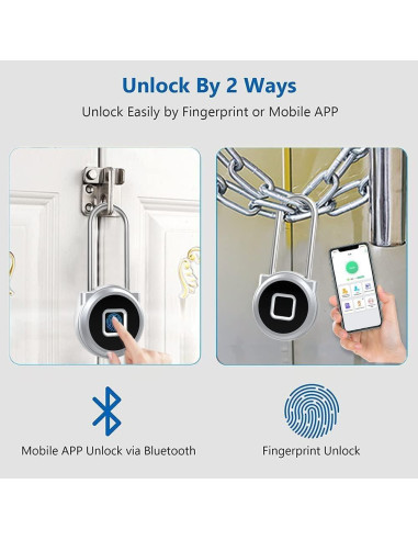 Candado Biométrico eLinkSmart con Huella Dactilar 45mm Plata