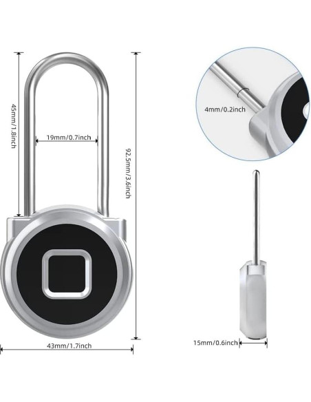 Candado Biométrico eLinkSmart con Huella Dactilar 45mm Plata