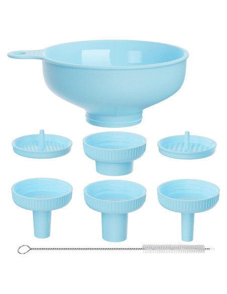 Embudo Versátil Pisol con 5 Tamaños y 2 Coladores, Azul