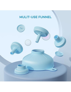 Embudo Versátil Pisol con 5 Tamaños y 2 Coladores, Azul 2