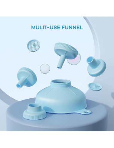 Embudo Versátil Pisol con 5 Tamaños y 2 Coladores, Azul
