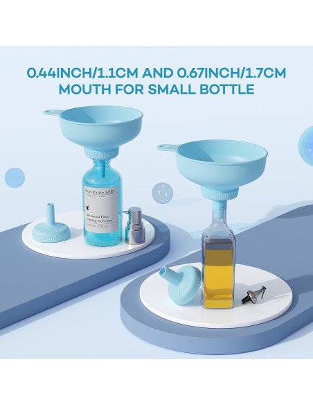 Embudo Versátil Pisol con 5 Tamaños y 2 Coladores, Azul