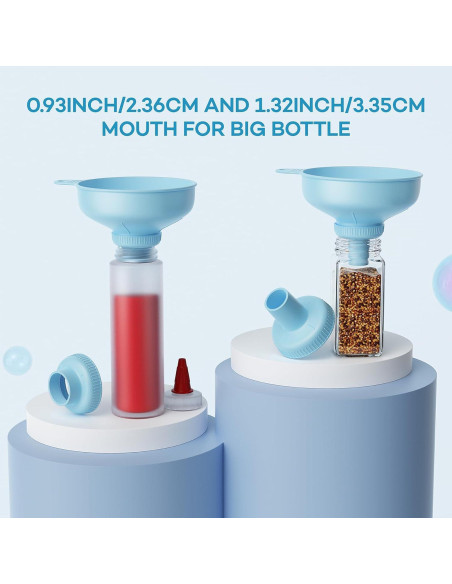 Embudo Versátil Pisol con 5 Tamaños y 2 Coladores, Azul