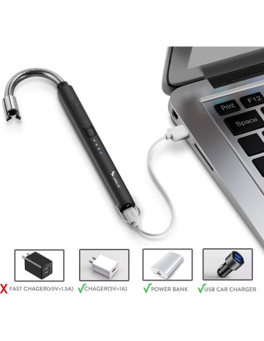 Encendedor Eléctrico SUPRUS Recargable USB 10.4 cm Negro