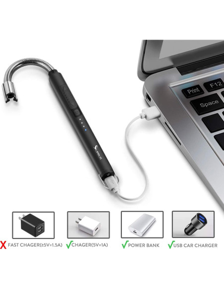 Encendedor Eléctrico SUPRUS Recargable USB 10.4 cm Negro