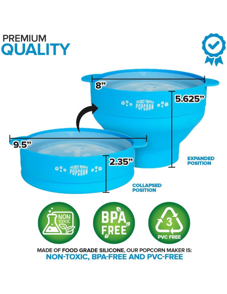 Popcornera de Silicona Stock Your Home Azul 15 Tazas Plegable