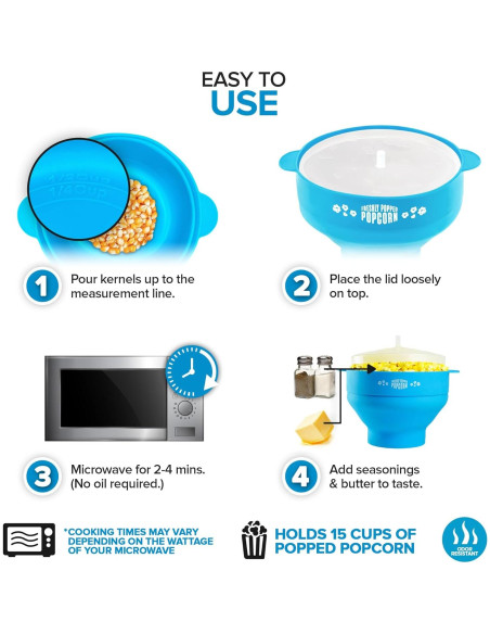 Popcornera de Silicona Stock Your Home Azul 15 Tazas Plegable