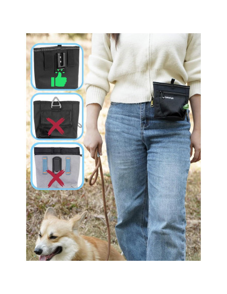 Bolsa de golosinas para perros Gobeigo con clicker y cierres magnéticos