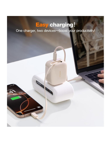 Cargador USB C TORRAS 40W con Cable Retráctil Dorado Rosa