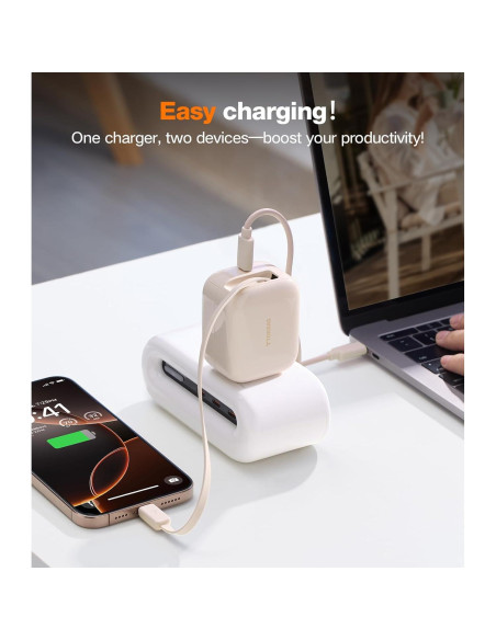 Cargador USB C TORRAS 40W con Cable Retráctil Dorado Rosa