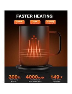 Taza de café autocalentable Kepwam 14oz - Control por APP 2