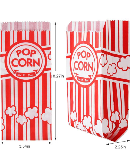 100 Bolsas de Papel para Palomitas Sudaya 9x5.7x21cm Vintage