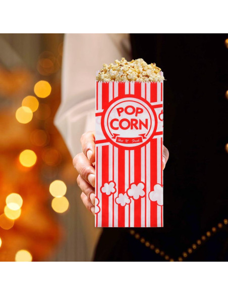 100 Bolsas de Papel para Palomitas Sudaya 9x5.7x21cm Vintage