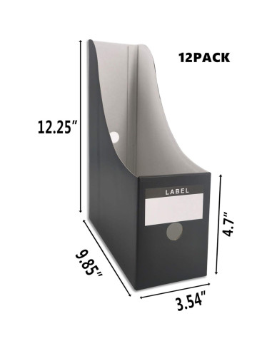 Soporte para Revistas HUAPRINT - Paquete de 12, Negro, 31.1x25.1x9 cm