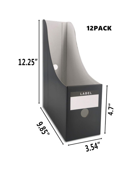Soporte para Revistas HUAPRINT - Paquete de 12, Negro, 31.1x25.1x9 cm