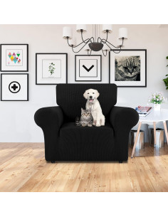 Funda de Sofá LURKA Elástica 1 Pieza Pequeña Negra 2
