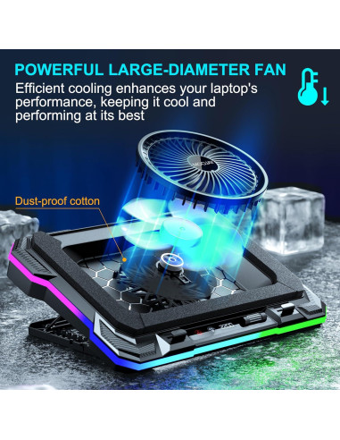 Base de Enfriamiento para Laptop Moojay C51 RGB 14-19" Ajustable