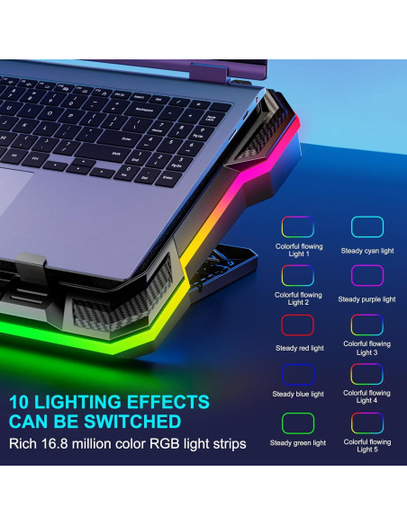 Base de Enfriamiento para Laptop Moojay C51 RGB 14-19" Ajustable