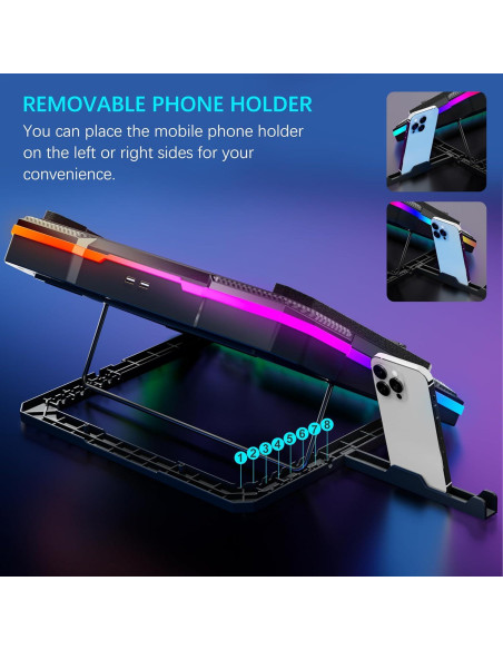 Base de Enfriamiento para Laptop Moojay C51 RGB 14-19" Ajustable