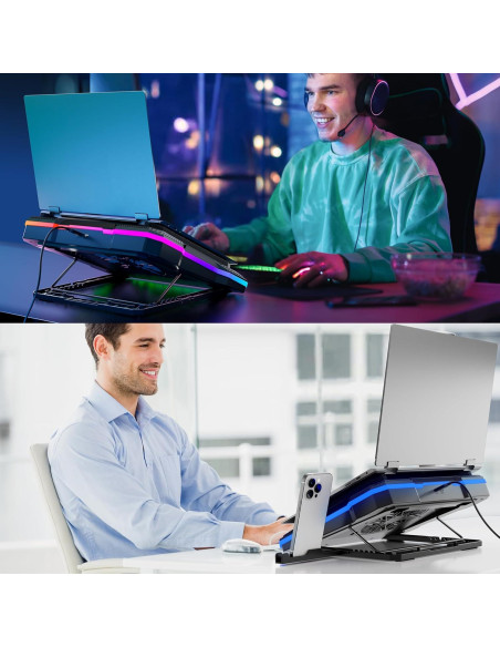 Base de Enfriamiento para Laptop Moojay C51 RGB 14-19" Ajustable
