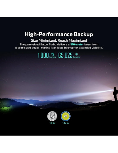 Linterna EDC OLIGHT BatonTurbo Recargable 1000 Lúmenes 510m