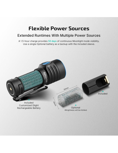 Linterna EDC OLIGHT BatonTurbo Recargable 1000 Lúmenes 510m