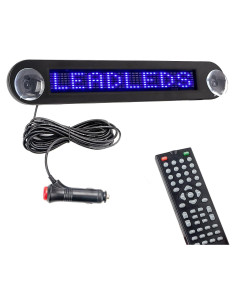 Cartel LED Programable Azul Leadleds 30x5cm Control Remoto