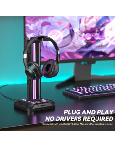 Soporte para Auriculares RGB KDD KDD-728 con 9 Modos de Luz 2