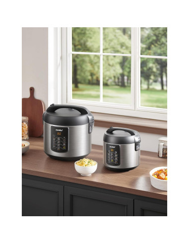 Cocedor de Arroz COMFEE' Eléctrico 2 QT Acero Inoxidable 6 en 1
