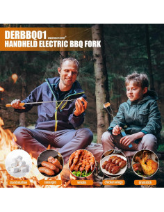 Palito de Asar Eléctrico derYEP 34 cm Rotación Automática Rosa 2