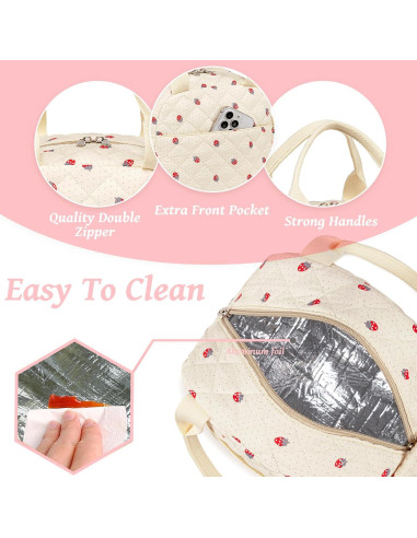 Bolsa de Almuerzo Aislada Bluboon 3L Fresa Beige para Trabajo