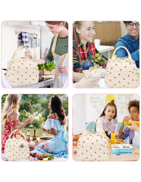 Bolsa de Almuerzo Aislada Bluboon 3L Fresa Beige para Trabajo Bolsa de Almuerzo Aislada Bluboon 3L Fresa Beige para Trabajo