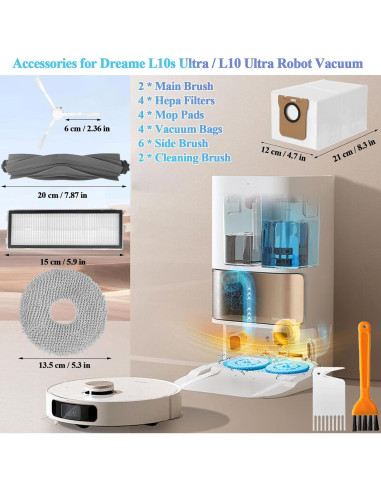 Kit de Accesorios para Aspiradora Robot Dreame L10 Ultra - 22 Piezas
