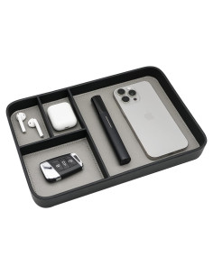 Bandeja de Cuero Vegano Baerkian para Mesita de Noche - Organizador Ecológico