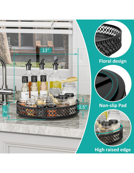 Organizador Giratorio Ovicar Lazy Susan 28 cm Metal Negro Organizador Giratorio Ovicar Lazy Susan 28 cm Metal Negro