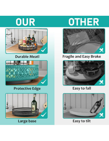 Organizador Giratorio Ovicar Lazy Susan 28 cm Metal Negro