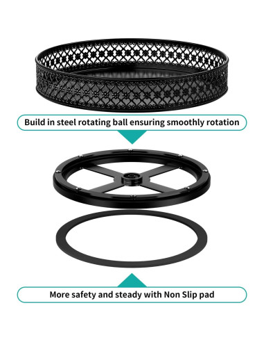 Organizador Giratorio Ovicar Lazy Susan 28 cm Metal Negro