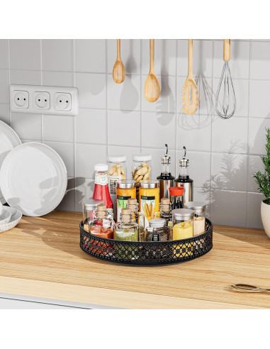 Organizador Giratorio Ovicar Lazy Susan 28 cm Metal Negro