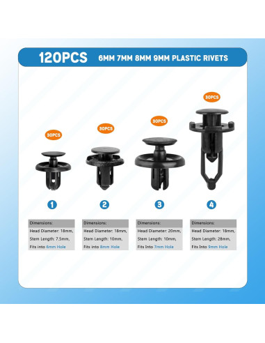 Xislet 120 Remaches Plásticos para Toyota y Lexus
