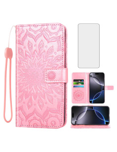 Funda Asuwish para iPhone 16 Pro Max Cartera Rosa Dorado